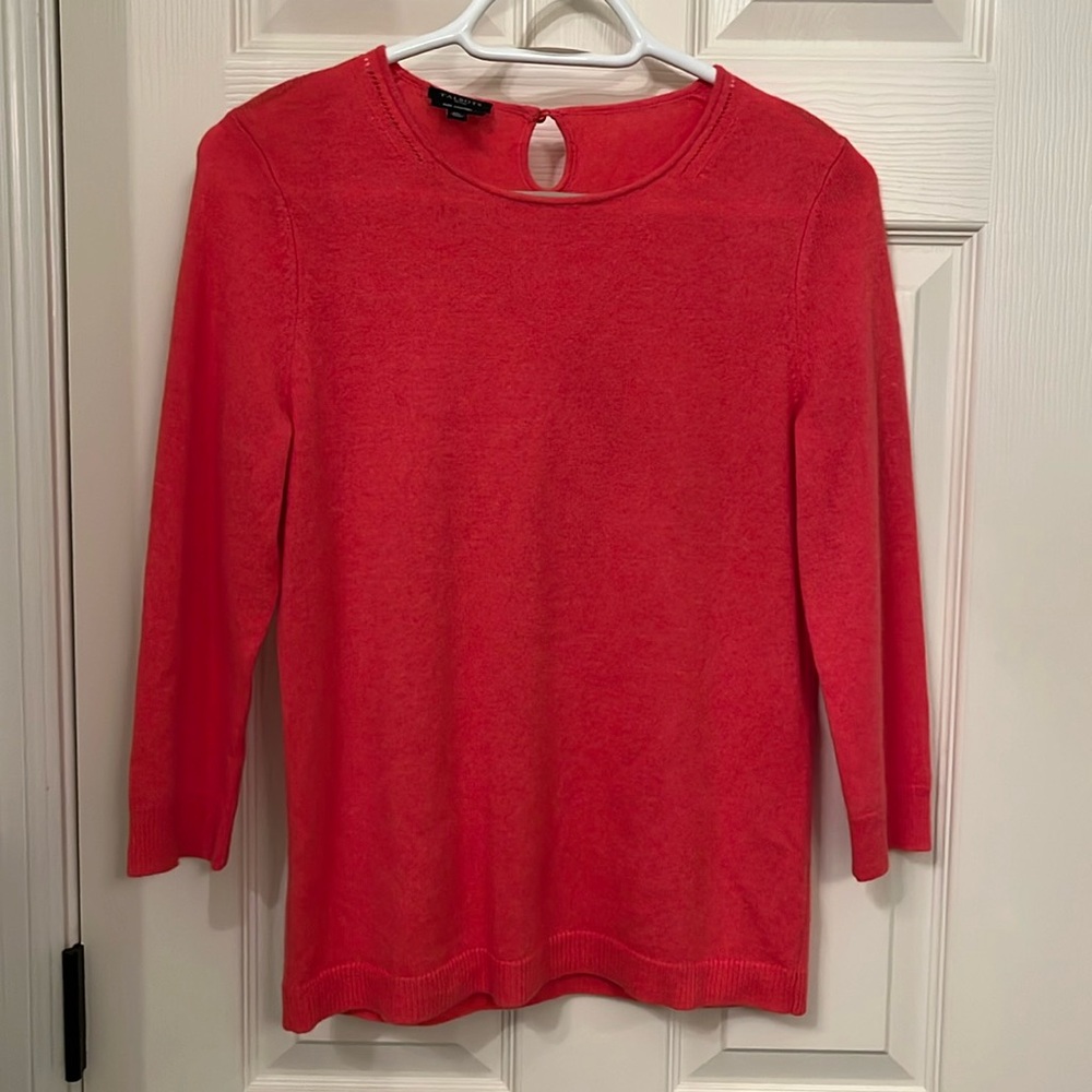 Talbot Women’s Coral 100% Cashmere Keyhole-Back Sweater Sz Medium Petite Classic